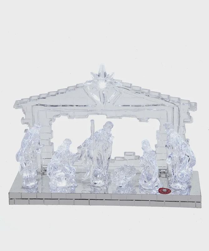 CLEAR ACRYLIC NATIVITY W/LIGHT &amp; MUSIC