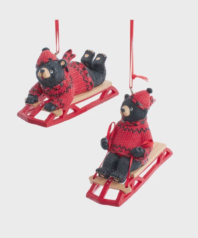 LODGE BEAR SLEDDING ORN.