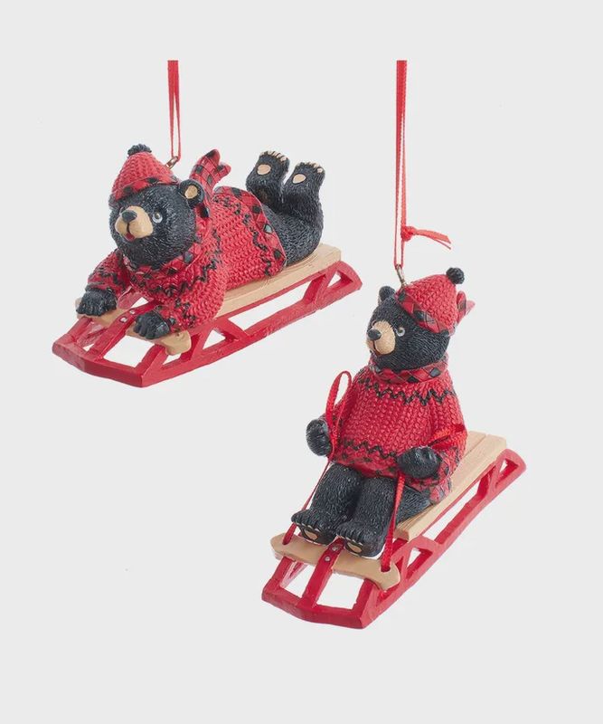 LODGE BEAR SLEDDING ORN.