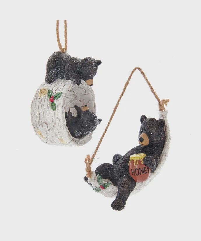 LITTLE BEARS ON BIRCH LOG ORN