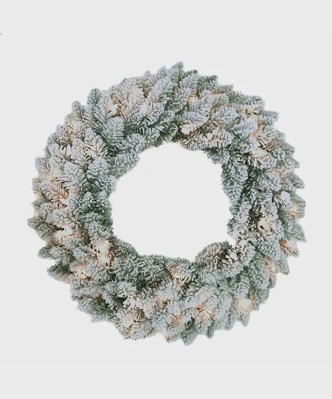 PRELIT 24&quot; SNOW PINE WREATH