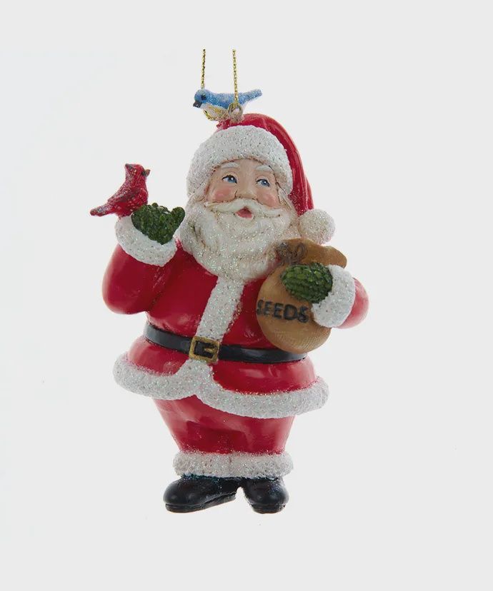 SANTA W/BIRDS ORN