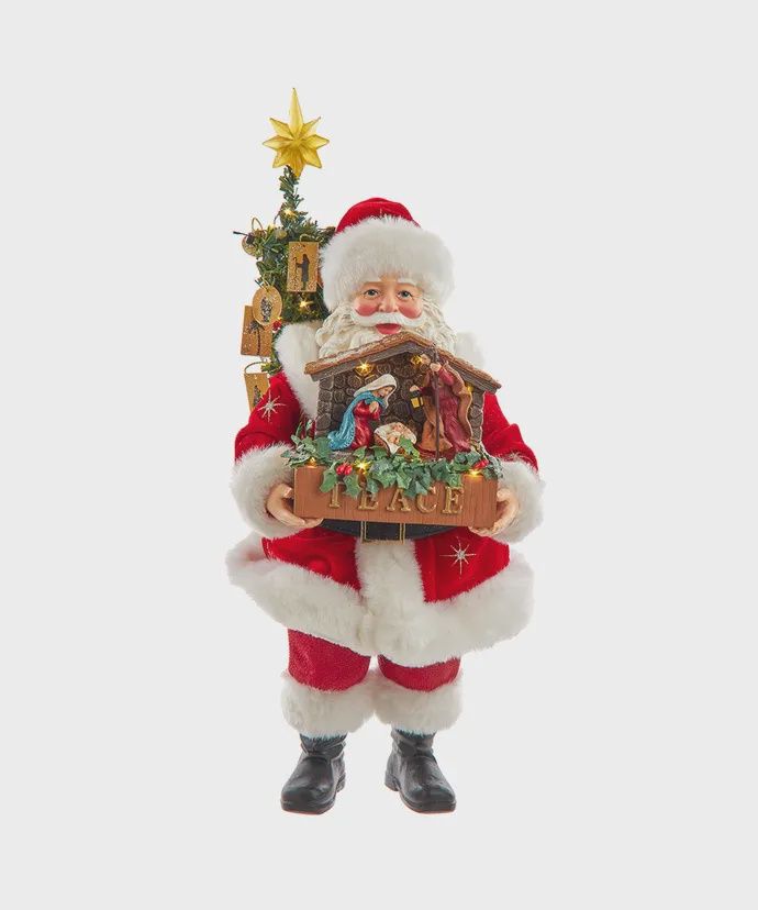 SANTA W/NATIVITY FAMILY-LIGHTS UP
