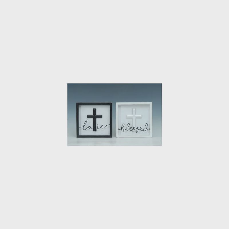 FRAMED CROSS W/LOVE/BLESSED