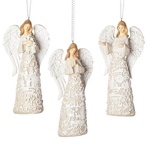 ANGEL W/DOVE,PRAYER/SNOWFLAKE ORN