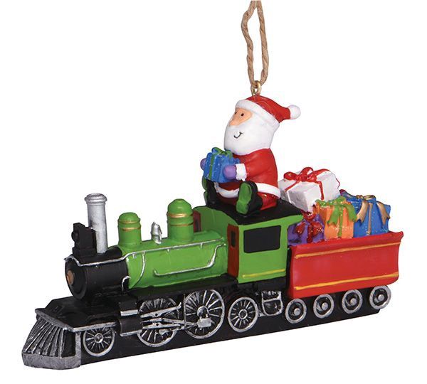 SANTA ON TRAIN ORN.