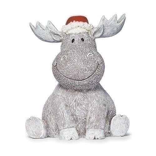 MOOSE PUDGY PAL W/SANTA HAT GRDN STATUTE