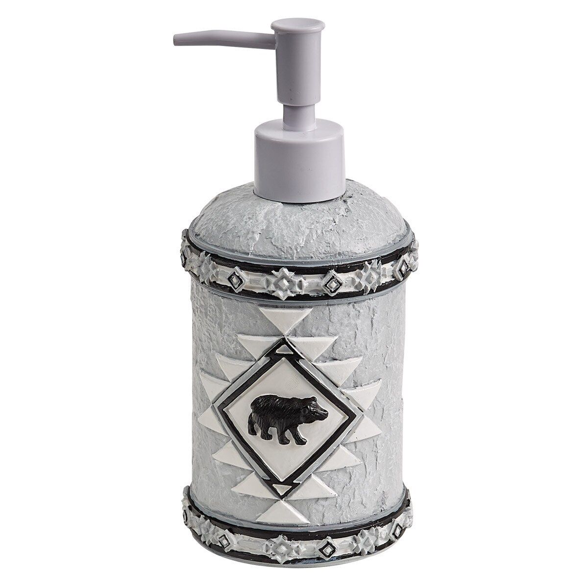TRIBAL BLK &amp; WHTE SOAP DISPENSER