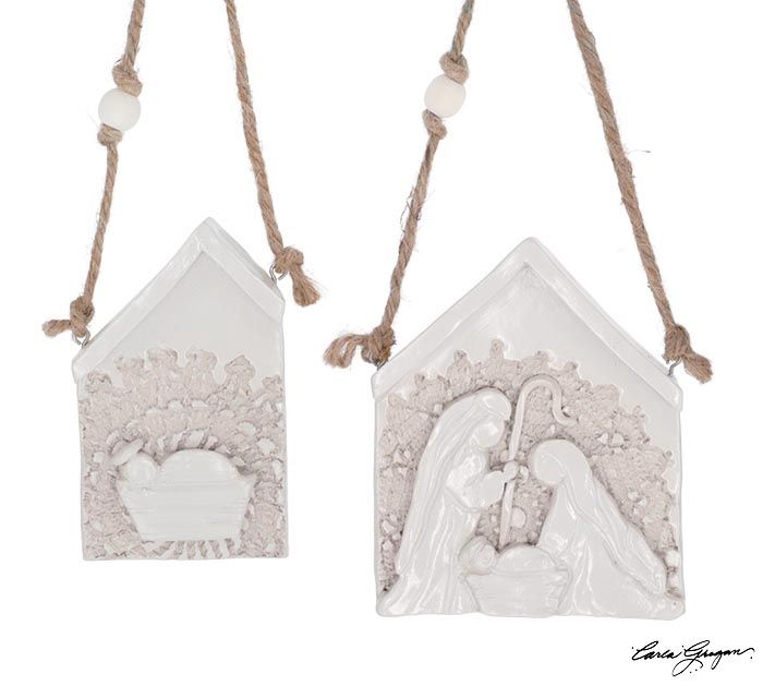 HOLY NATIVITY WHITE CERAMIC ORN