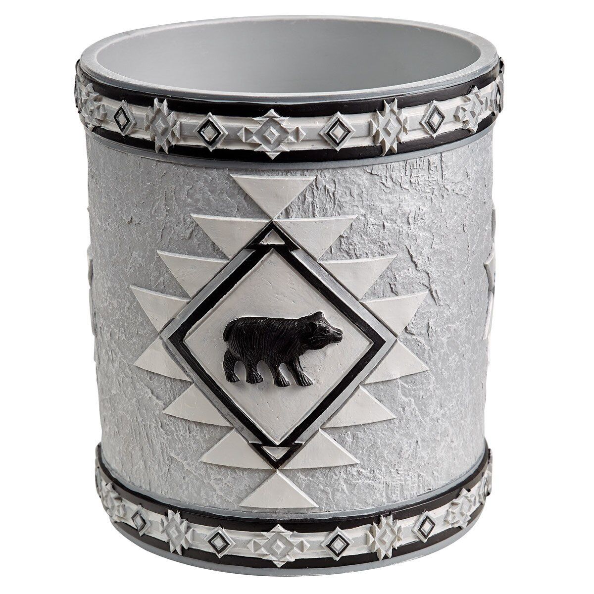 TRIBAL BLK&amp;WHTE WASTE BASKET