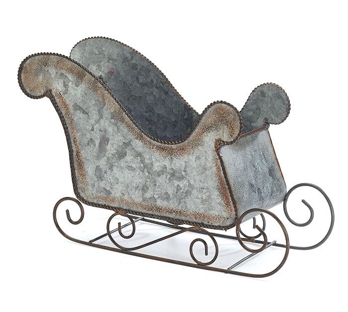 GALVANIZED TIN PLANTER SLEIGH