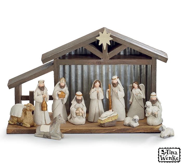 HE IS LOVE 12 PC NATIVITY W/CRECHE