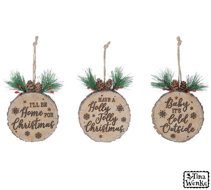 LOG SLICE CHRISTMAS MESSAGE ORN