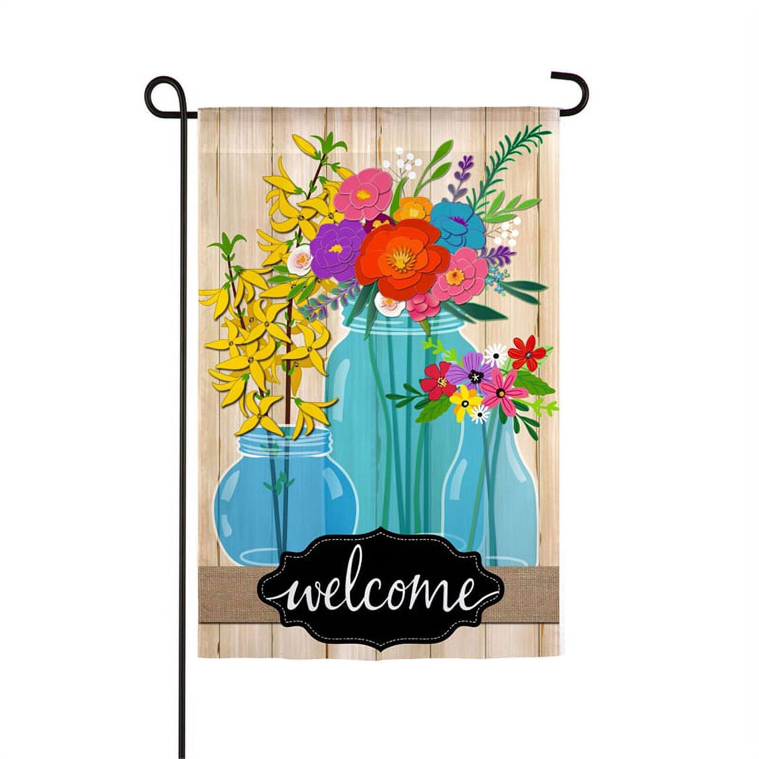 BL.GLASS FLORAL WELCOME GRDN FLG