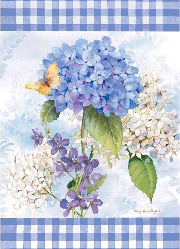 BLUE HYDRANGEA WAFFLE GRDN FLG