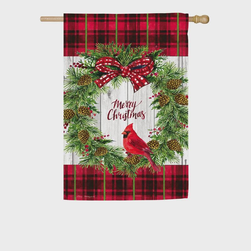 Christmas cardinal wreath lg flag