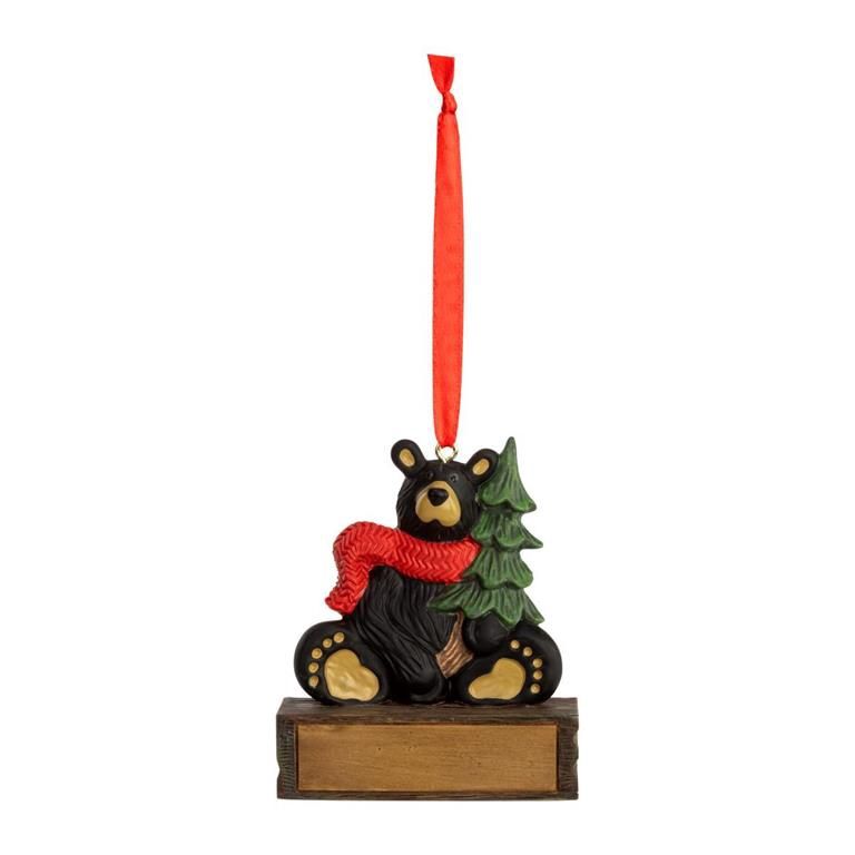 BEAR W/ TREE &amp; SCARF MAGNETIC ORN