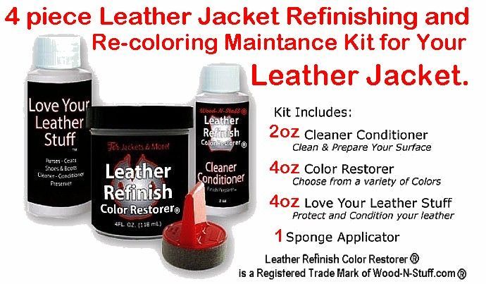 Leather Jacket Refinishing and Re-coloring Maintenance - 4 Piece Kit