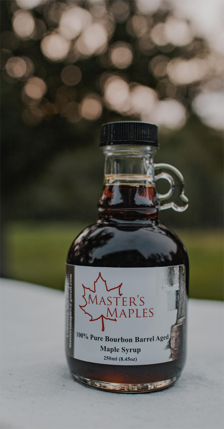 250mL 100% Pure Bourbon Barrel Aged Maple Syrup