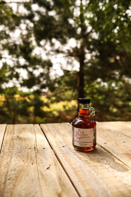 250mL 100% Pure Bourbon Barrel Aged Maple Syrup