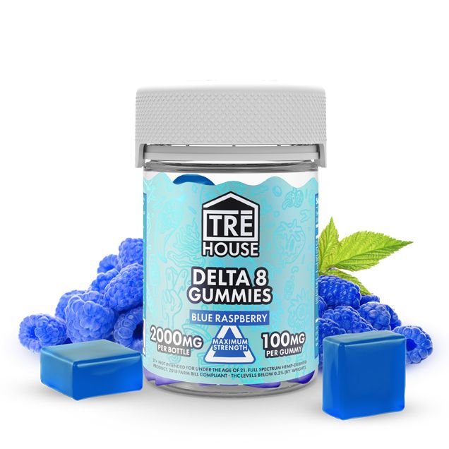 Tre House Gummies (8) BLUE RASPBERRY 20ct 2000mg