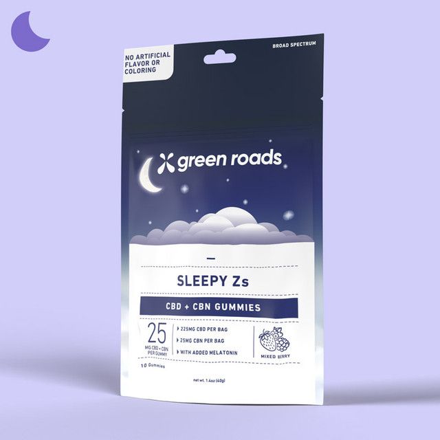 Green Roads SLEEPY Zs BS Gummies 250mg 10ct (Blackberry) + 5lvl Melatonin