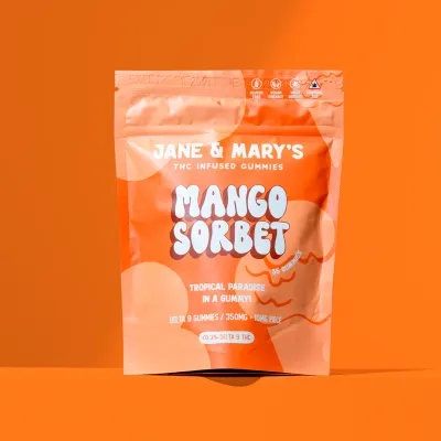 Jane &amp; Mary&#39;s Gummies (9) MANGO SORBET 350mg 35ct