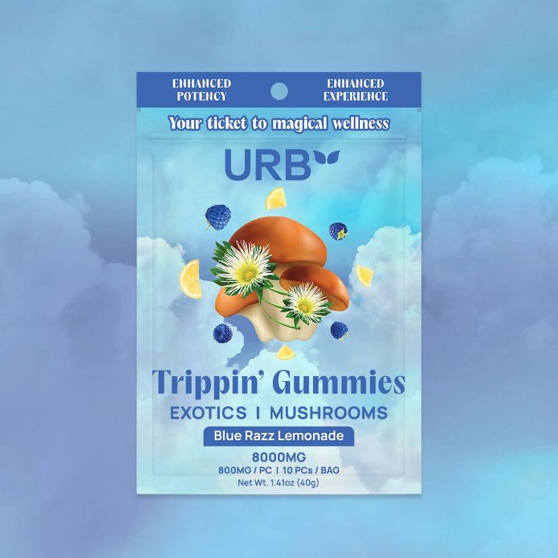 Urb Gummies Trippin&#39; BLUE RAZZ LEMONADE 10ct 8000mg