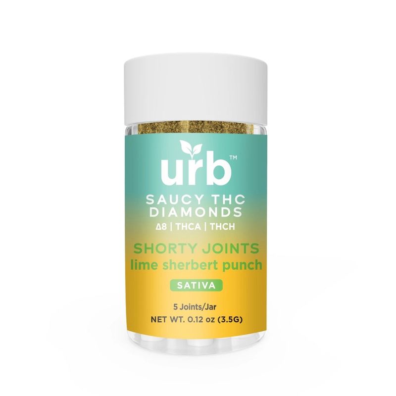 Urb Saucy Diamonds (8/A/H) Shorty Pre Rolls LIME SHERBERT PUNCH 5ct 3.5g