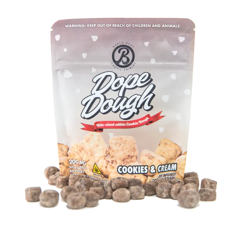 Baked Bags Dope Dough COOKIES &amp; CREAM 200mg 40ct