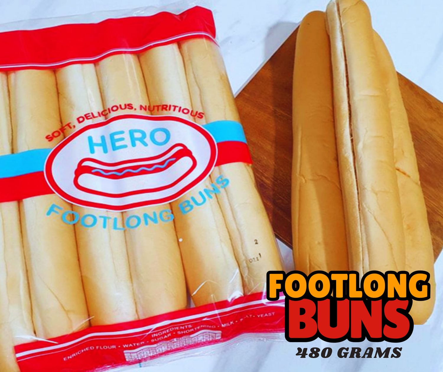 FOOTLONG BUNS 485G
