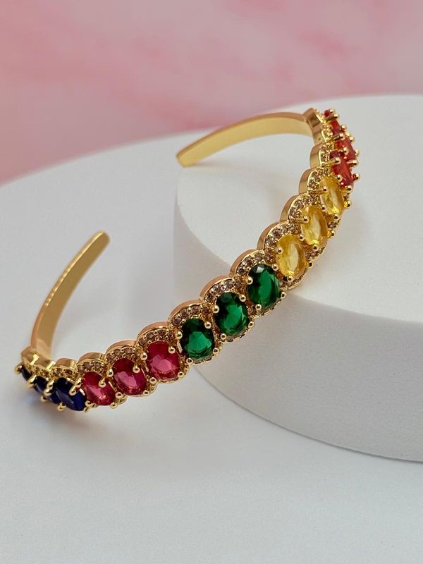 Pulsera rígida con piedras multicolor