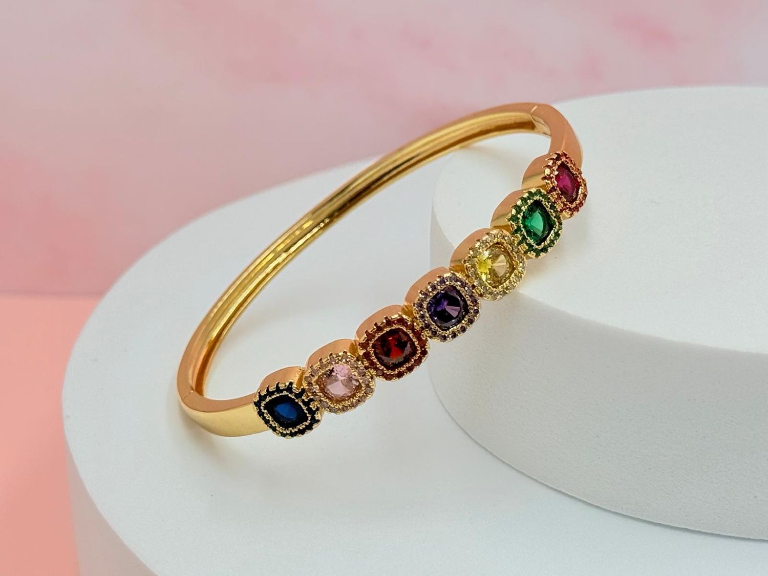 Pulsera rígida de cubos multicolor