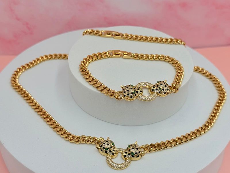 Cadena y pulsera cabeza tigre