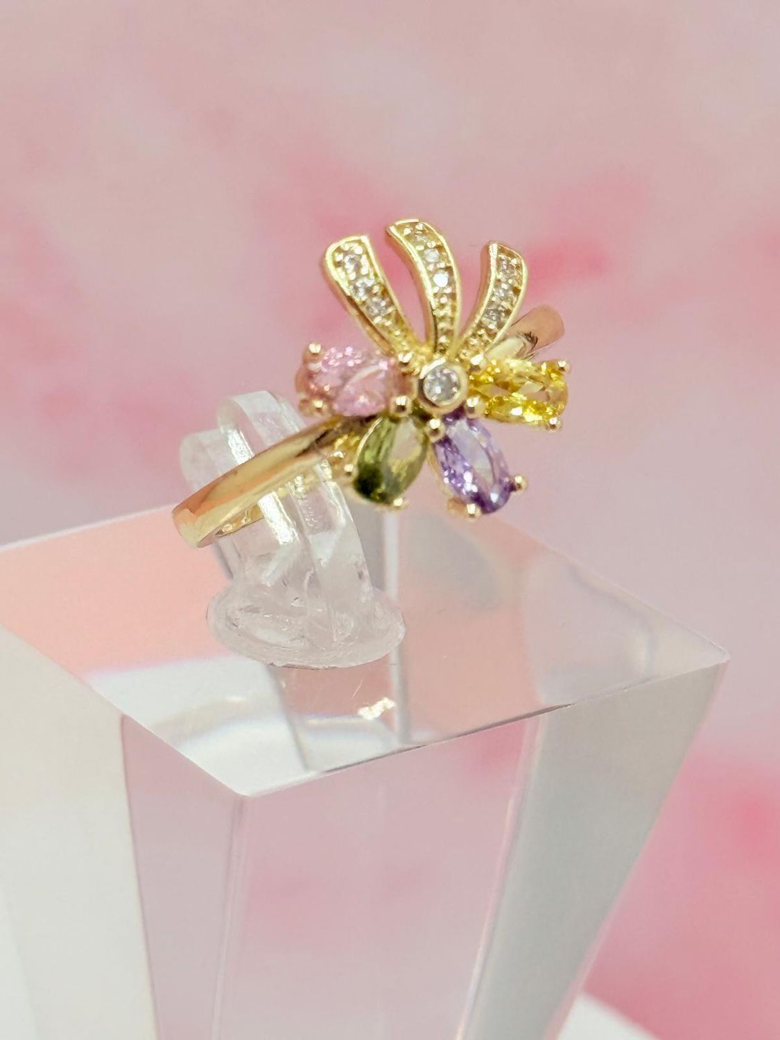 Anillo laminado - flor multicolor