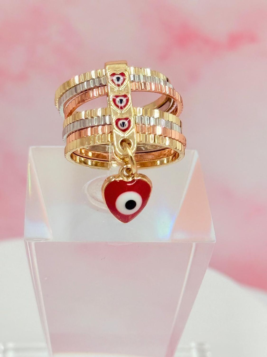Anillo laminado corazón turco rojo