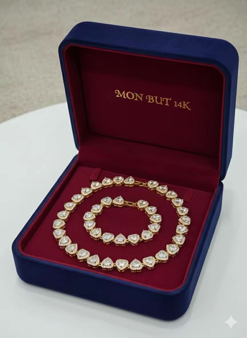 Juego pulsera y cadena corazón