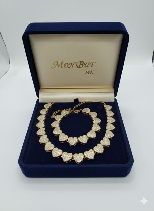 Juego de cadena y pulsera corazón