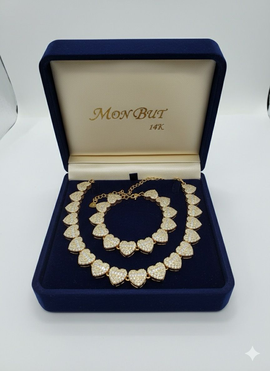 Juego de cadena y pulsera corazón