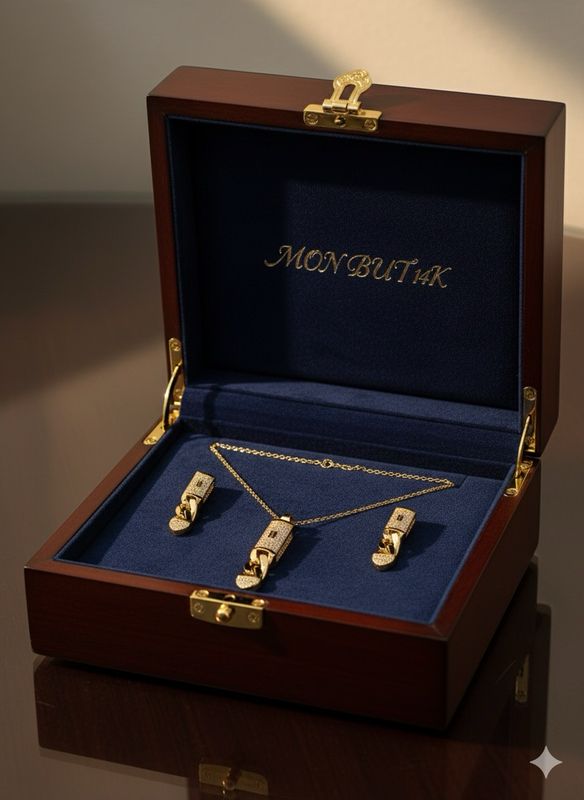 Juego de collar y pendiente laminado 14K