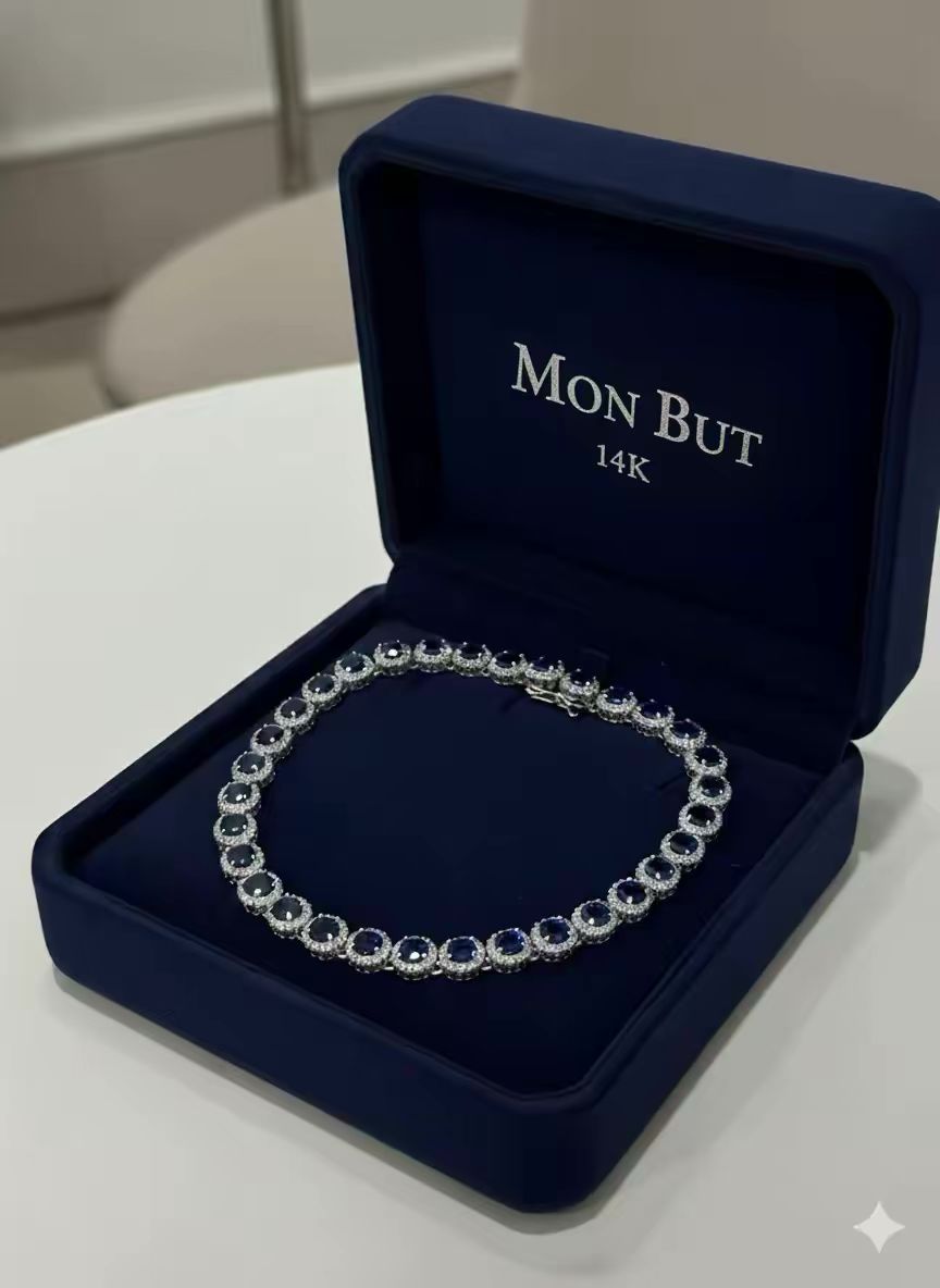 Collar piedra azul natural 14k