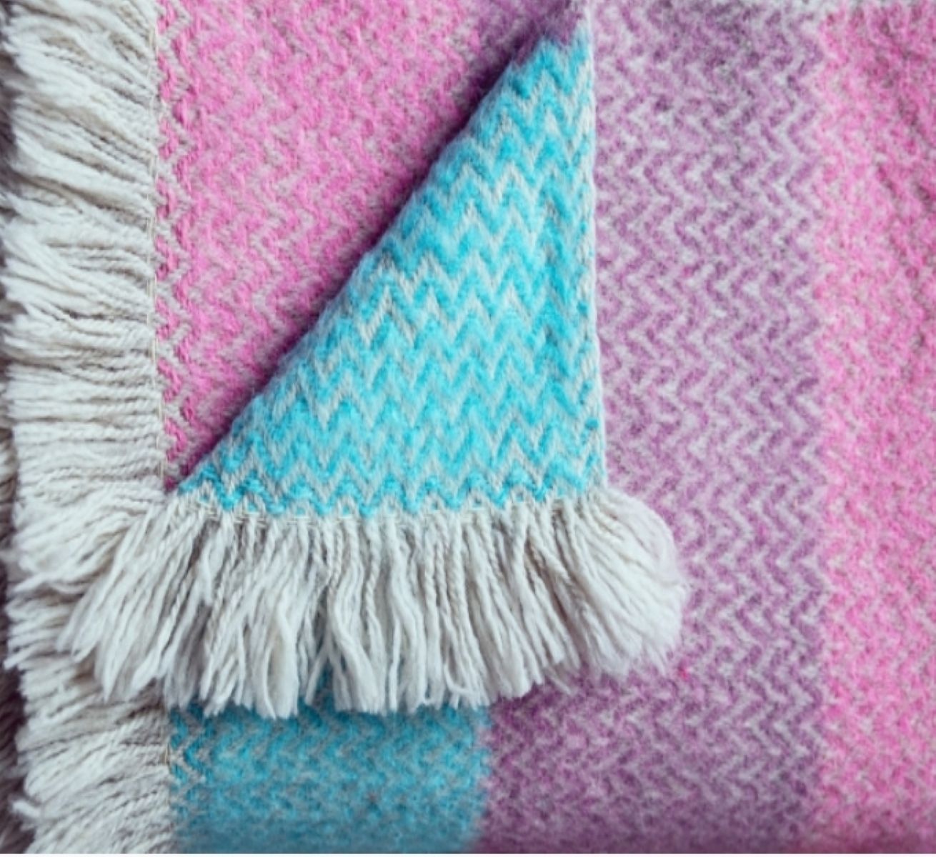 Mehrfarbige Merino-Decke