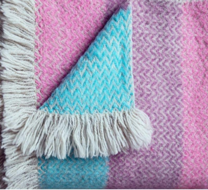 Mehrfarbige Merino-Decke
