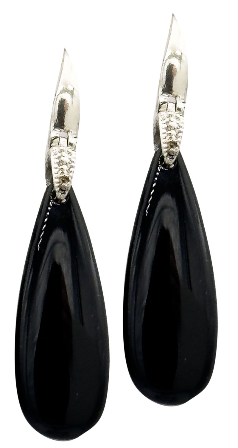 ONYX AND STERLING SILVER 925 EARRING