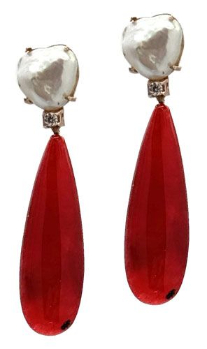Earrings with pearls, carnelian, and 925 silver