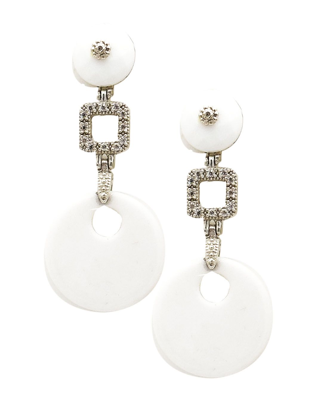 WHITE AGATE AND STERLING SILVER 925 EARRINGS