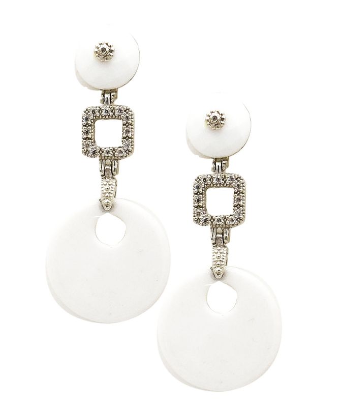 WHITE AGATE AND STERLING SILVER 925 EARRINGS