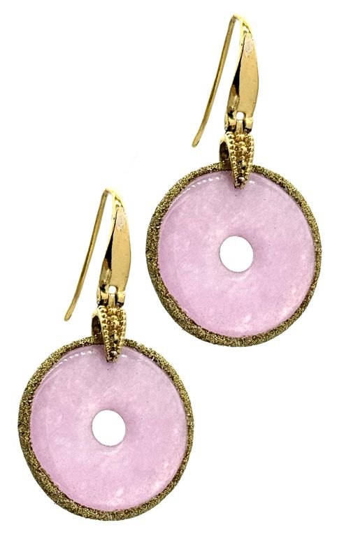 PINK JADE AND STERLING SILVER 925 EARRINGS