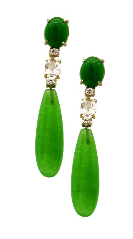 Jade and Sterling Silver 925 Earrings
