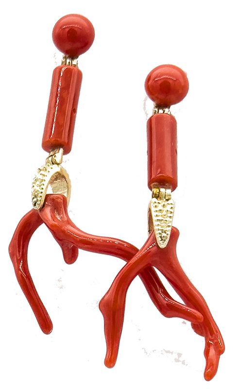 Mediterranean Red Coral and 925 Silver Earrings